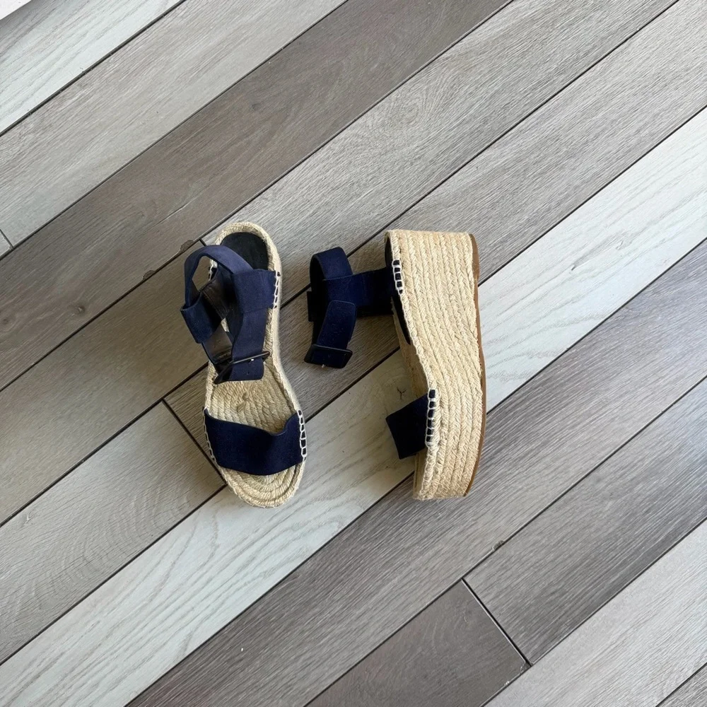 Vince Women's Abby Espadrille Platfrom Sandals - Blue Marine